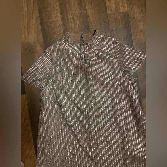 Silver Sequin A-Line Mini Dress for Cocktail - Picture 2 of 16